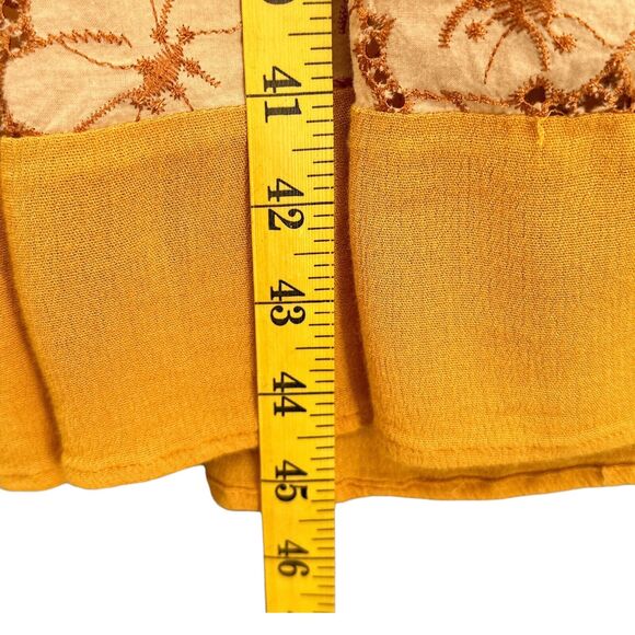 Miss Me Dress Lg Mustard Yellow Sleeveless Boho Beachy Floral Western Cowgirl - Picture 11 of 16